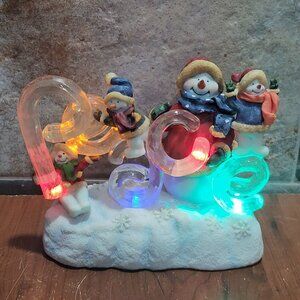 Christmas LED Lighted Joy Snowmen Peace Figurine Decor
